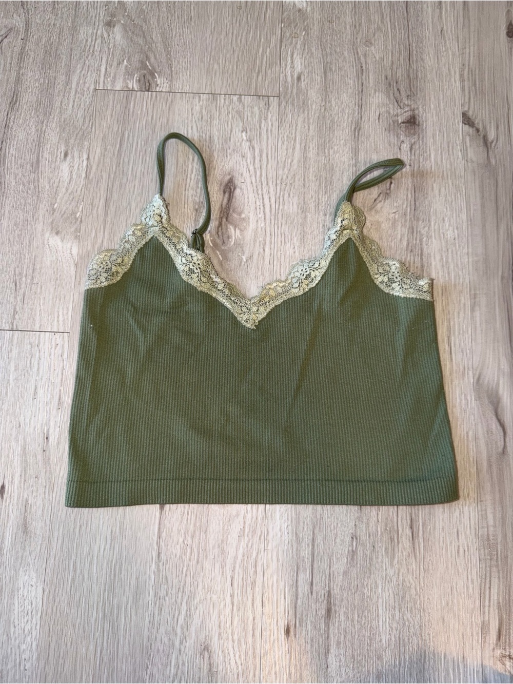 wild fable Olive Green Lace-Trim Bandeau Cami